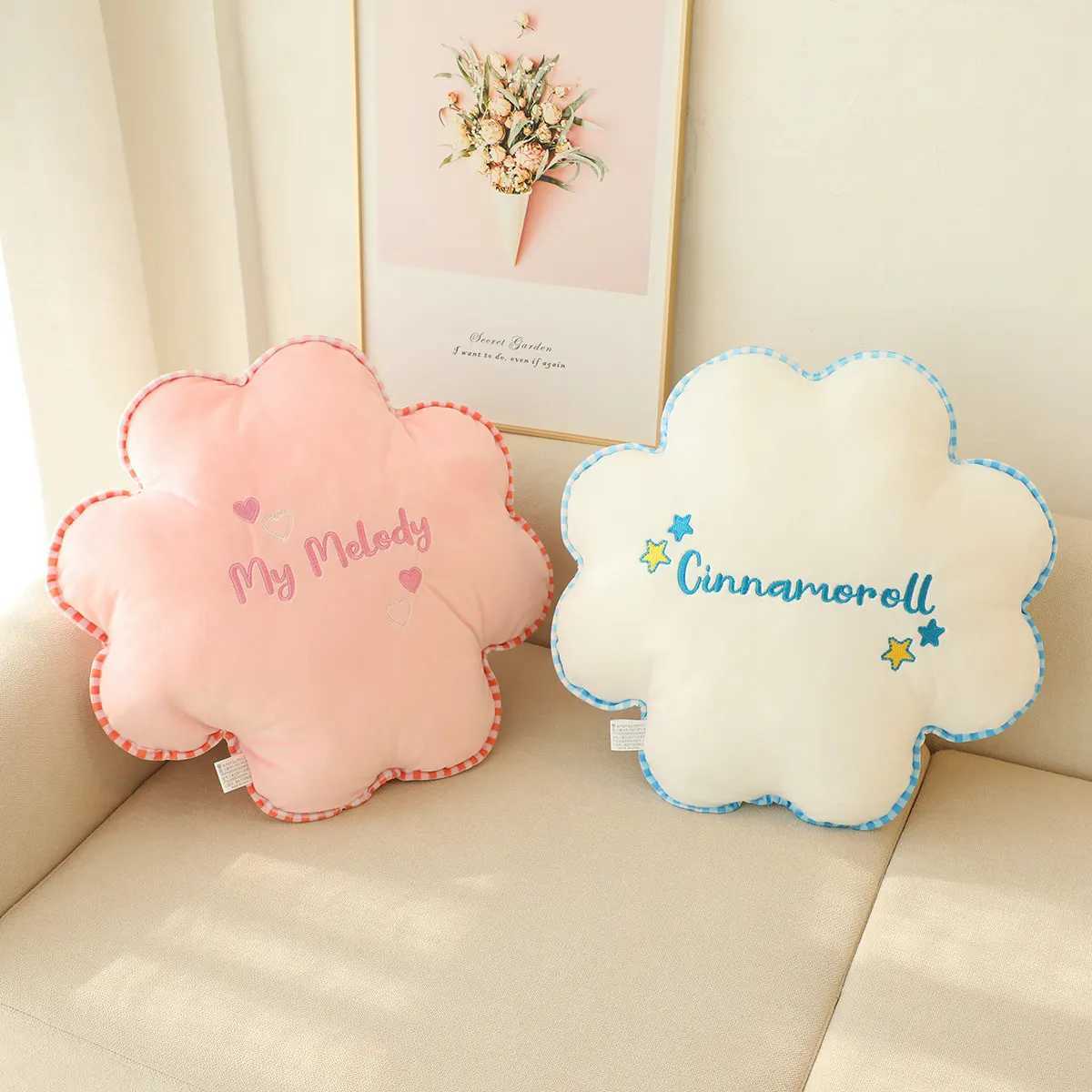 Kuromi My Melody Flower Back Cushion Japanese Style Lumbar Support Cushion Cinnamoroll Throw Pillow Sofa Bed Gifts Girl D260317