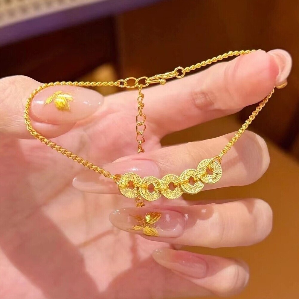 Women Jewelry Bracelets Charm Bracelets New Chinese Style Ancient Craft Five Emperors Coin Casual Party Wear Wealth Anklet