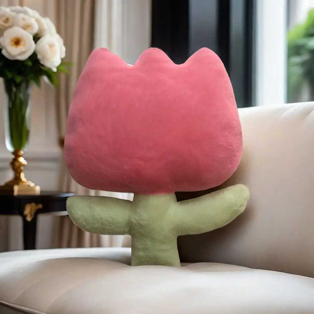 Fashion Tulip Flower Embrace Pillows Nordic Living Room Sofa Cushion Decoration Home Bedside Car Backrest Office Chair Decor D260317