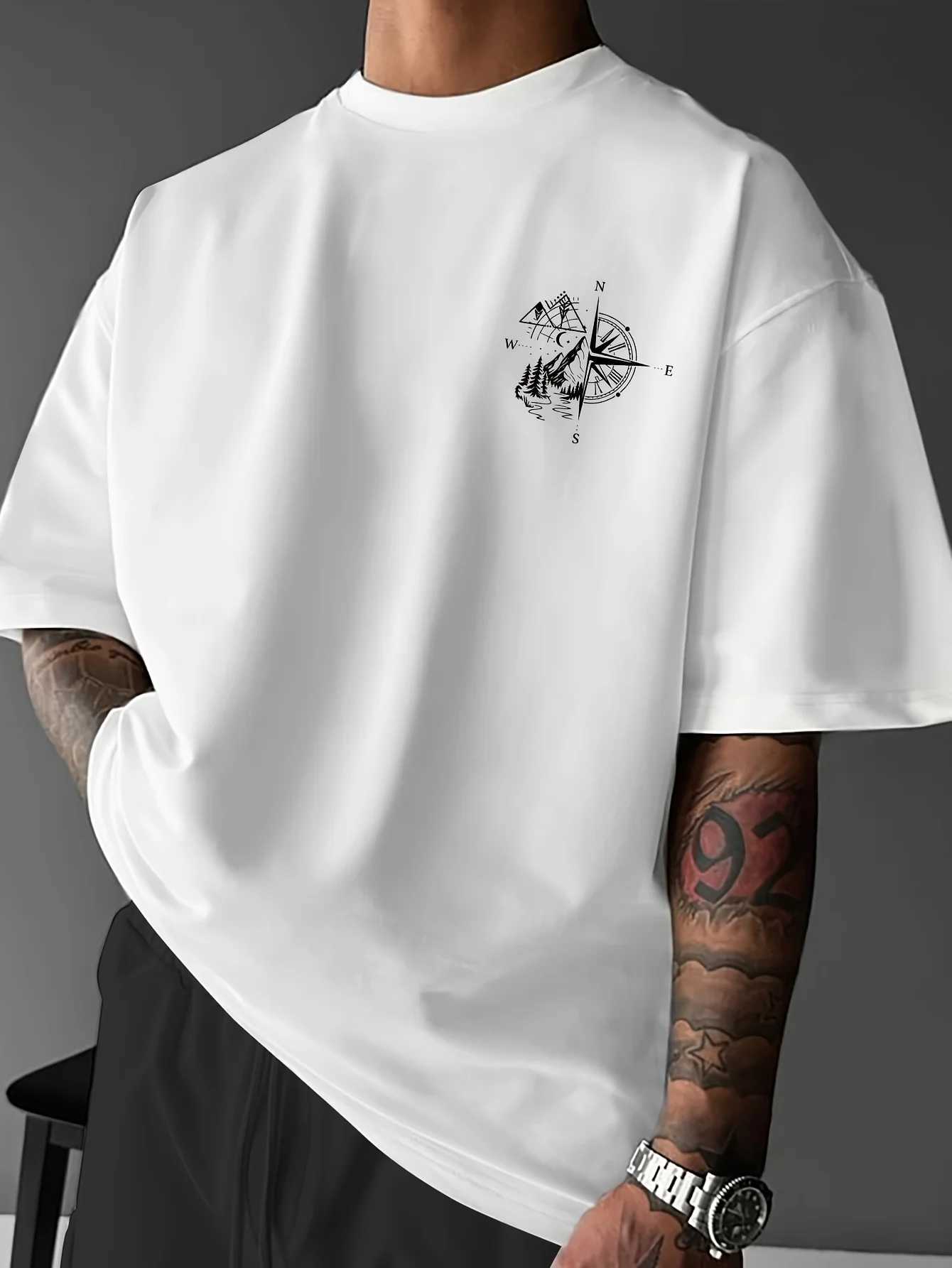 New Summer Geometric and Hill Pattern Men T-shirt Street Style Suitable for Daily Casual Wear Loose Fit 100 Cotton Material M260317