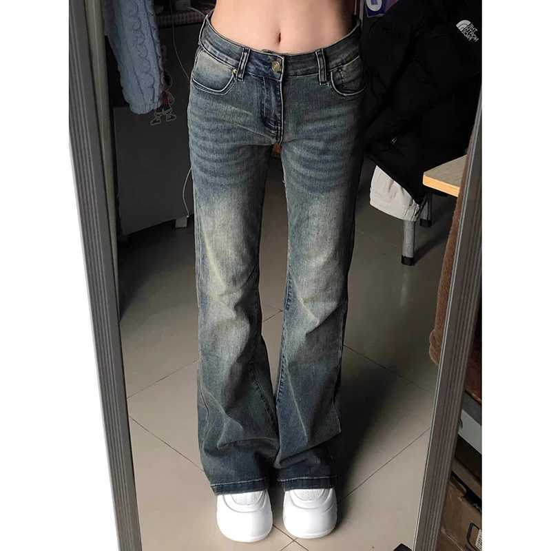 2025 s High Waist Flared Jeans Pants Women solid Bell Bottom Denim Trousers Lady Retro Fashion Straight Leg Pants M260317