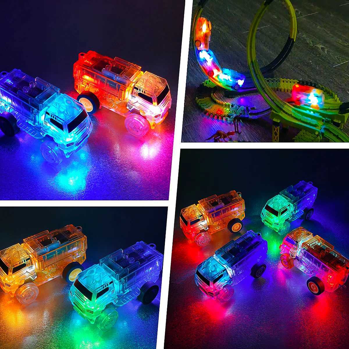 Tracks Cars Compatible Glow in the Dark LED Flashing Light Toy Cars Set for Most Race Tracks - Light up Cars for Kids Y260316