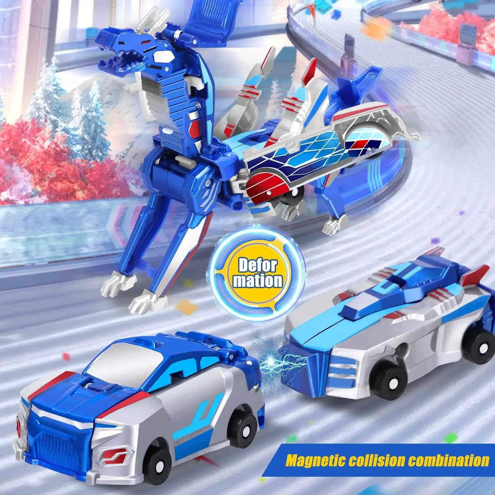 Collision Transforming Dinosaur Car Toy Magnetic Dinosaur Transformer Car Transform into Dinosaurs Fun Transforming Cars Gifts Y260316
