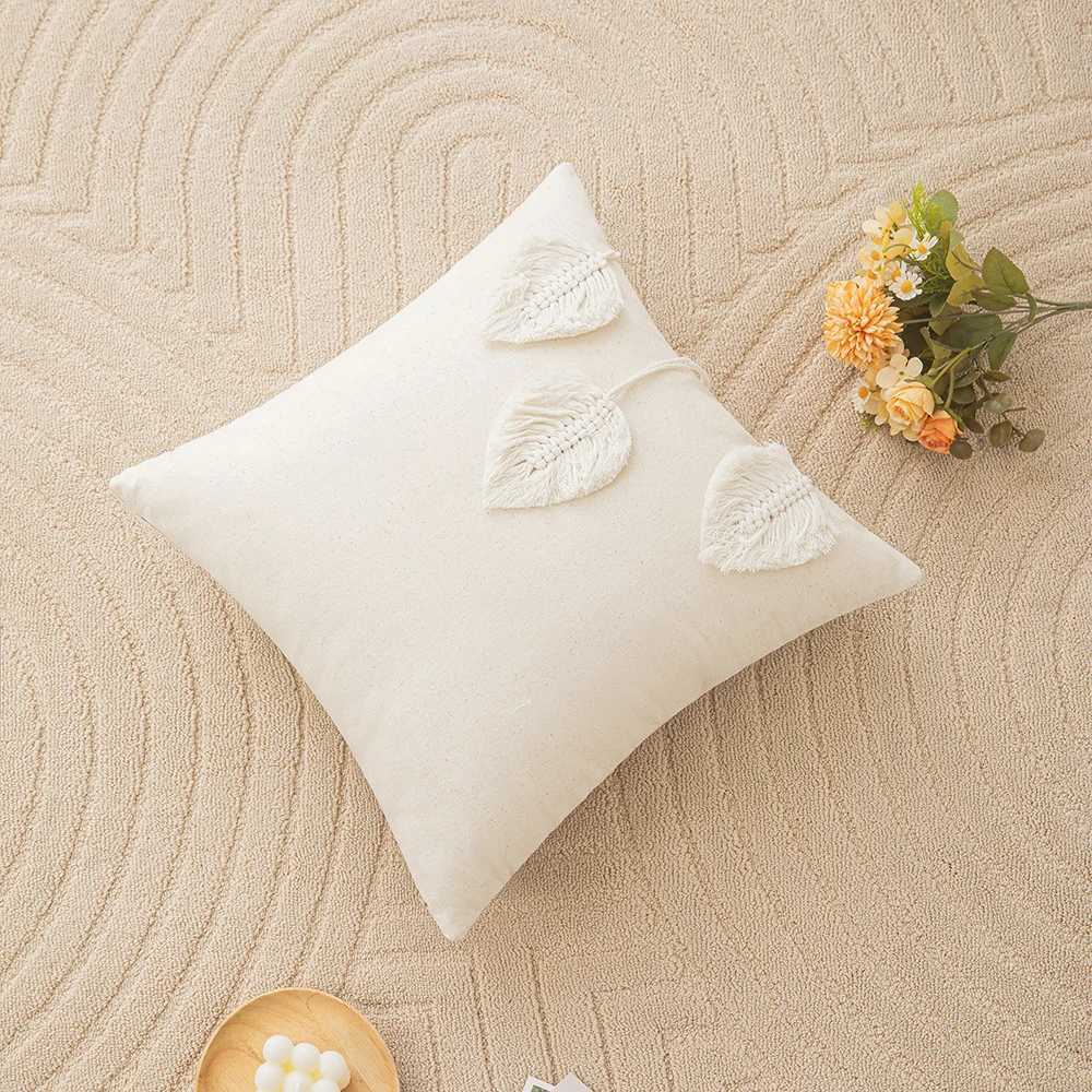 Boho Leaves Throw Pillow Case Nordic Style Morocco Cotton Cushion Cover For Living Room Sofa Home Decoration 30X50cm 45X45cm D260317