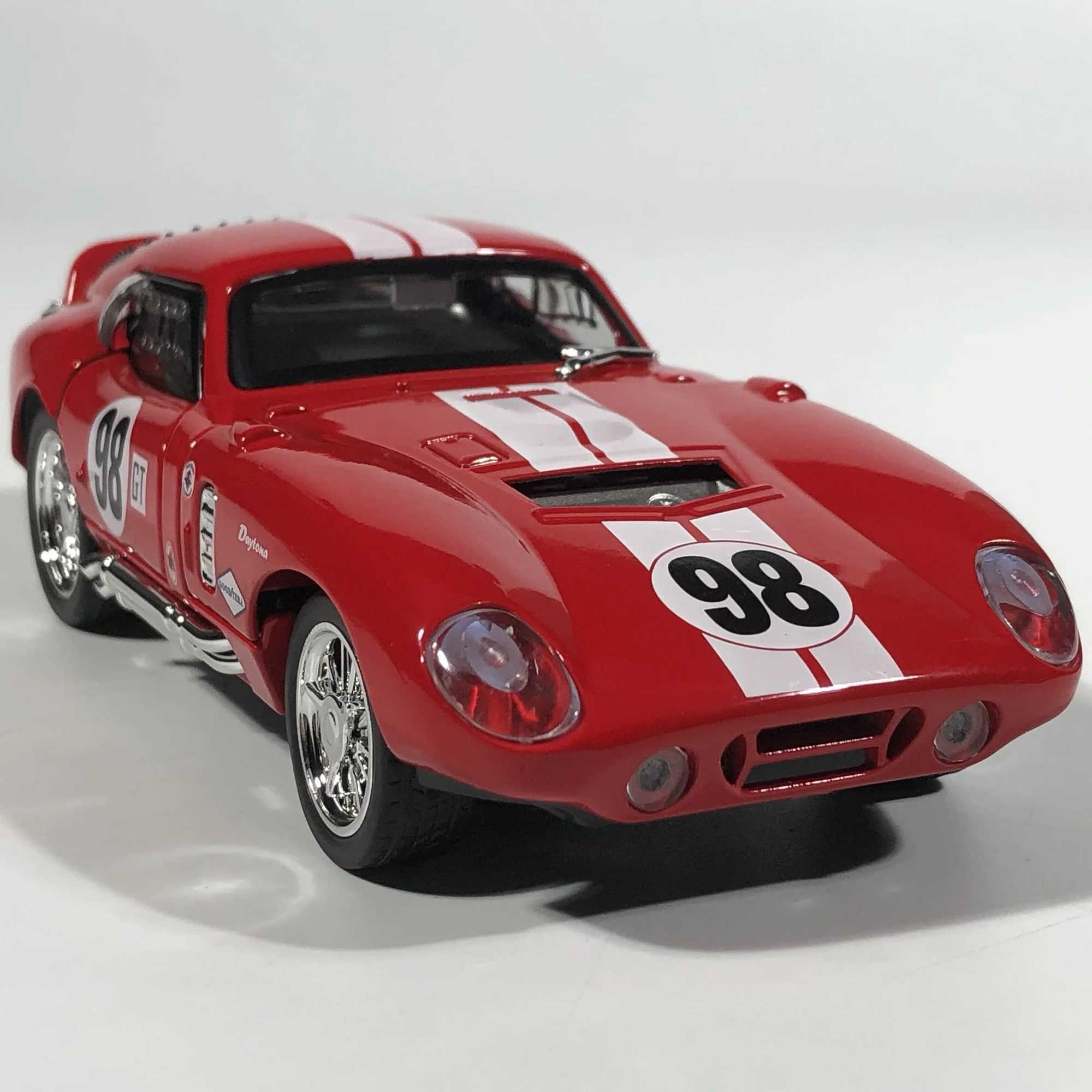 132 1965 Ford Shelby Cobra Daytona Coupe Alloy Metal Diecast Model Car Sound And Light Pull Back collectibles Hobby Decorations D260317