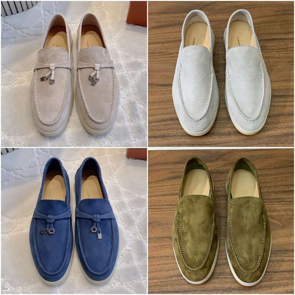 Women dress designer loafers flat men casual shoe luxury moccasin slip on suede low top leisure shoes apricot black
