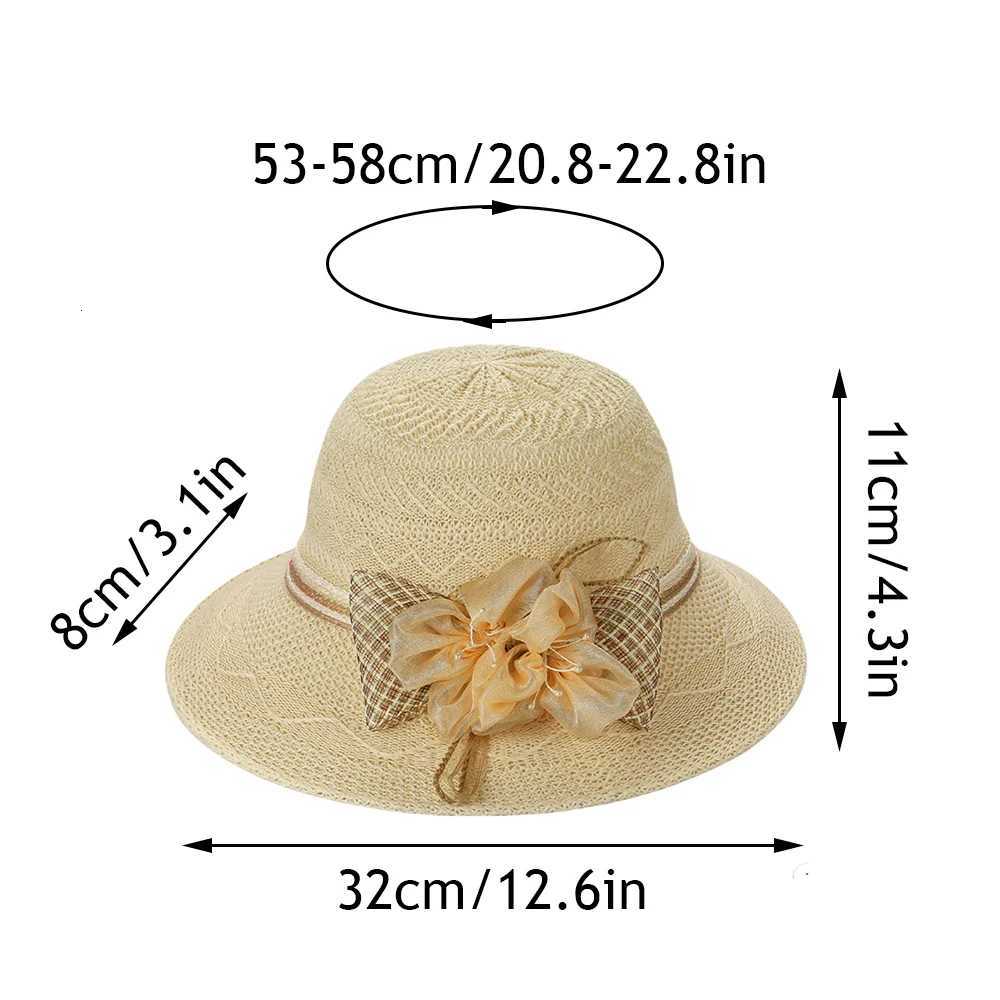 Fashion Sunscreen Beach Hat Casual Sun Cap Bucket Hat Bow Flowers Straw Hat Spring Summer Elegant Foldable Women Wide Brim Hat H260317 - view 7