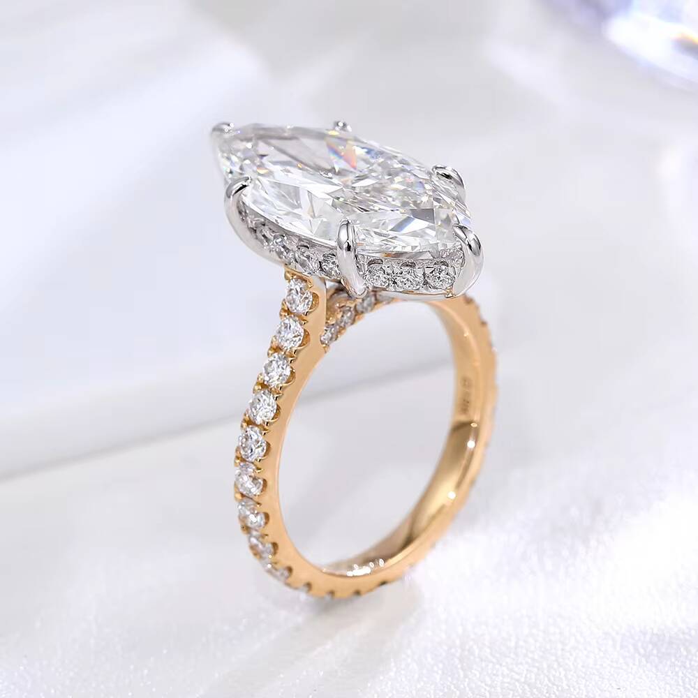 IGI Marquise Cut Lab Grown Diamond 10K 14K 18K Gold Ring Custom Fashion Ring for Wedding Engagement Classic Anniversary Jewelry