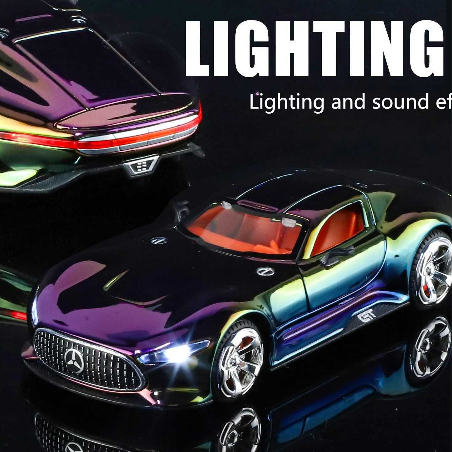 132 Benz VISION GT Super Concept Sport Car Alloy Diecast Model Car Sound And Light Pull Back Children Toy Car Birthday Gift Toy D260317