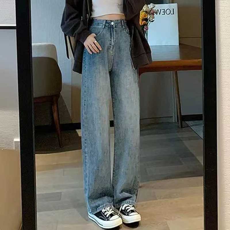 Female Big Size High Waist Loose Casual Jeans s Fashion Thin Straight Leg Pants Women Korean Casual Denim Trousers M260317