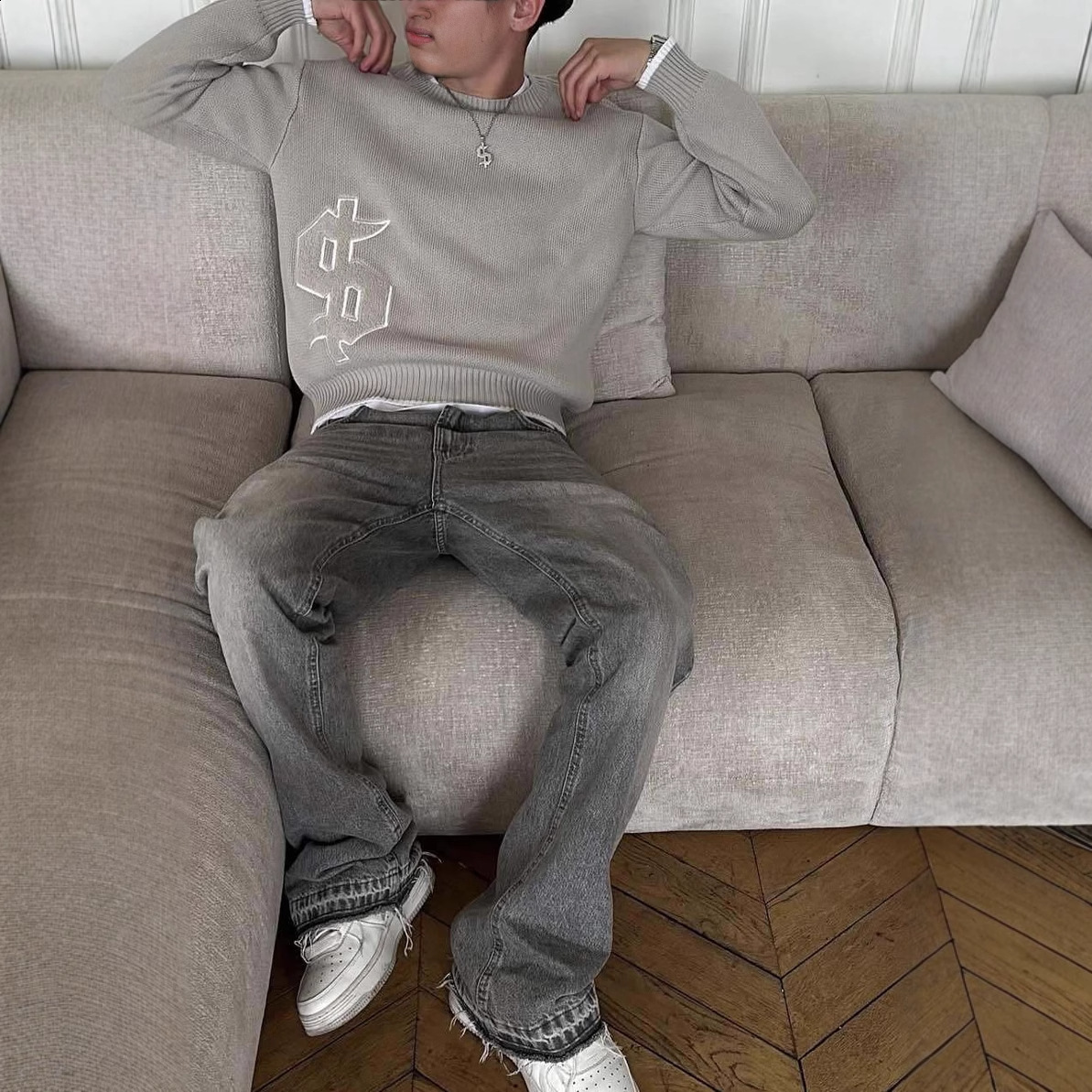 Mens Sweater Knit Winter Oversized Vintage Long Sleeve Tops Jumper Pullover Y2k Streetwear Graphic Fashion Clothing 240818