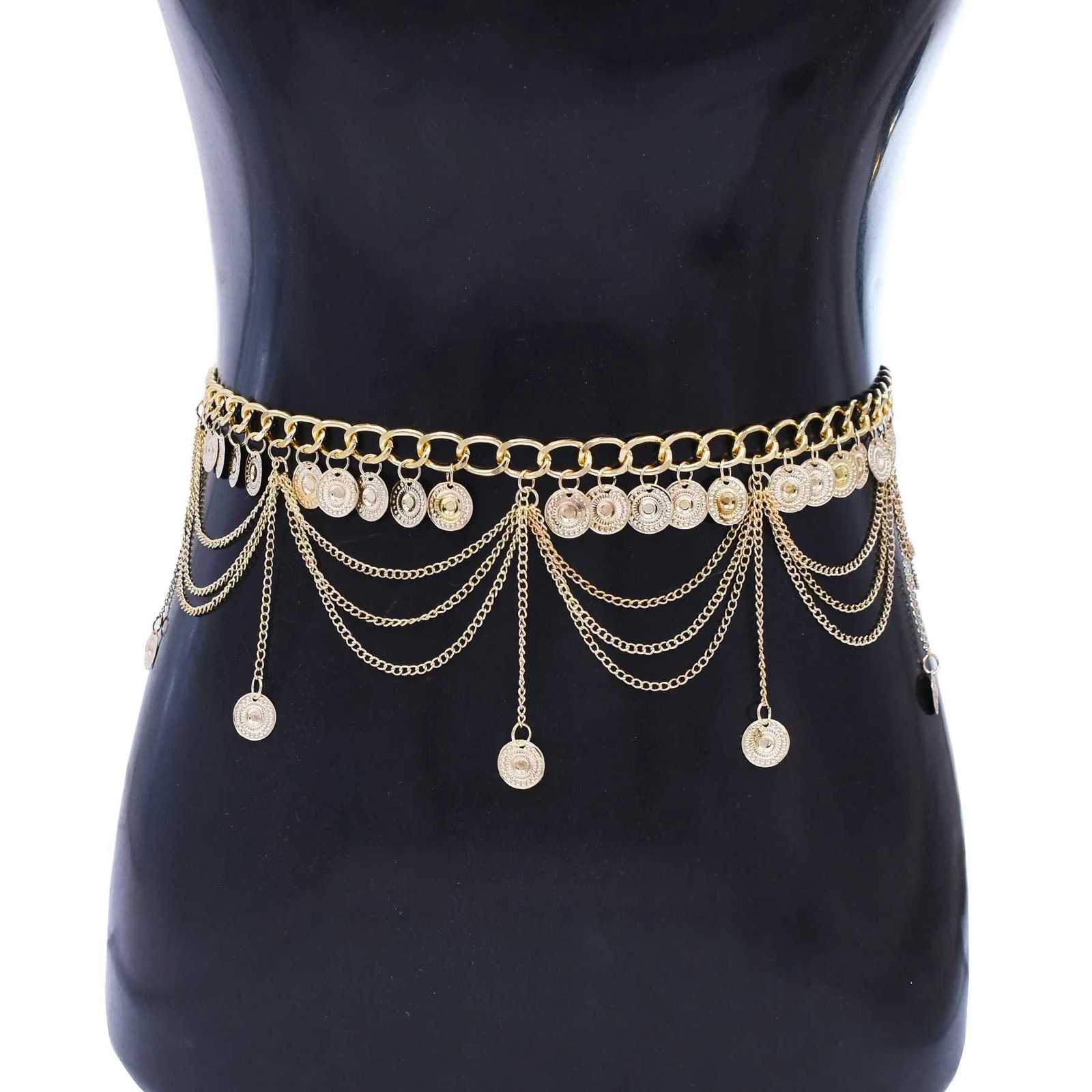 New Bohemian Ethnic Style Retro Alloy Coin Tassel Belly Chains Body Jewelry Gold Plated Womens Waist Chain Belt H260316 - view 4