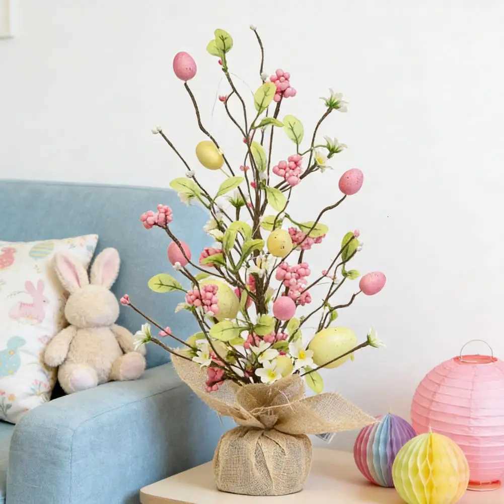 Easter Egg Tree braches Artificial flower Easter Egg Tree Battery Powered Easter Light String LED Light Tabletop Decoration H260316