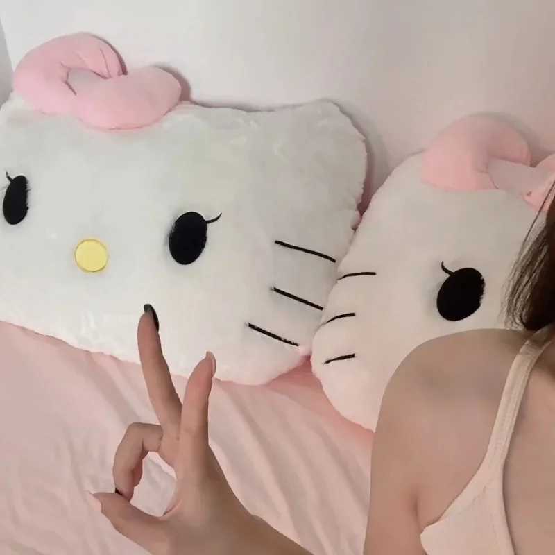 Big Size Fluffy White Cat Back Cushion Stuffed Anime Sofa Bed White Cat Pillow Cuddly Plushies Washable Home Decor Gifts Girl D260317
