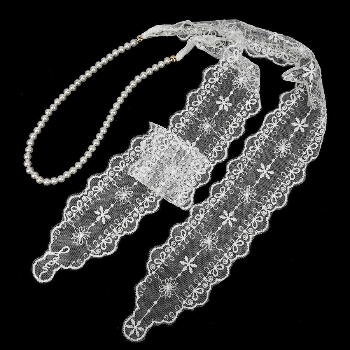 New French sexy lace lace-up chain belt fashionable hair accessory strappy bag knot tassel decoration pearl waist chain women H260316 - view 5