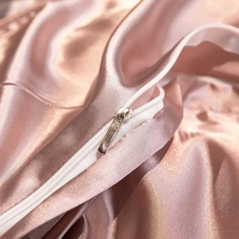 4pcs printed luxury high-end silk bedding set soft satin single double duvet cover pillowcase flat sheet or fitted sheet set D260317