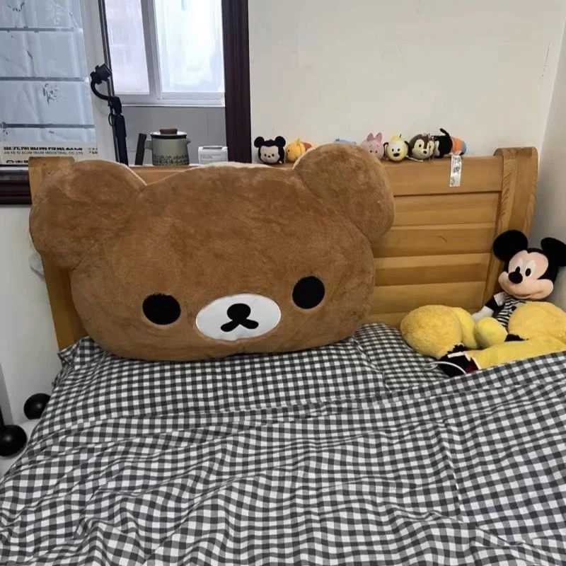 Rilakkuma Plush Bed Headrest Cushion For Dorms Soft Stuffed Bunk Bed Backrest Pillow Cute Decor For College Student Bedrooms D260317