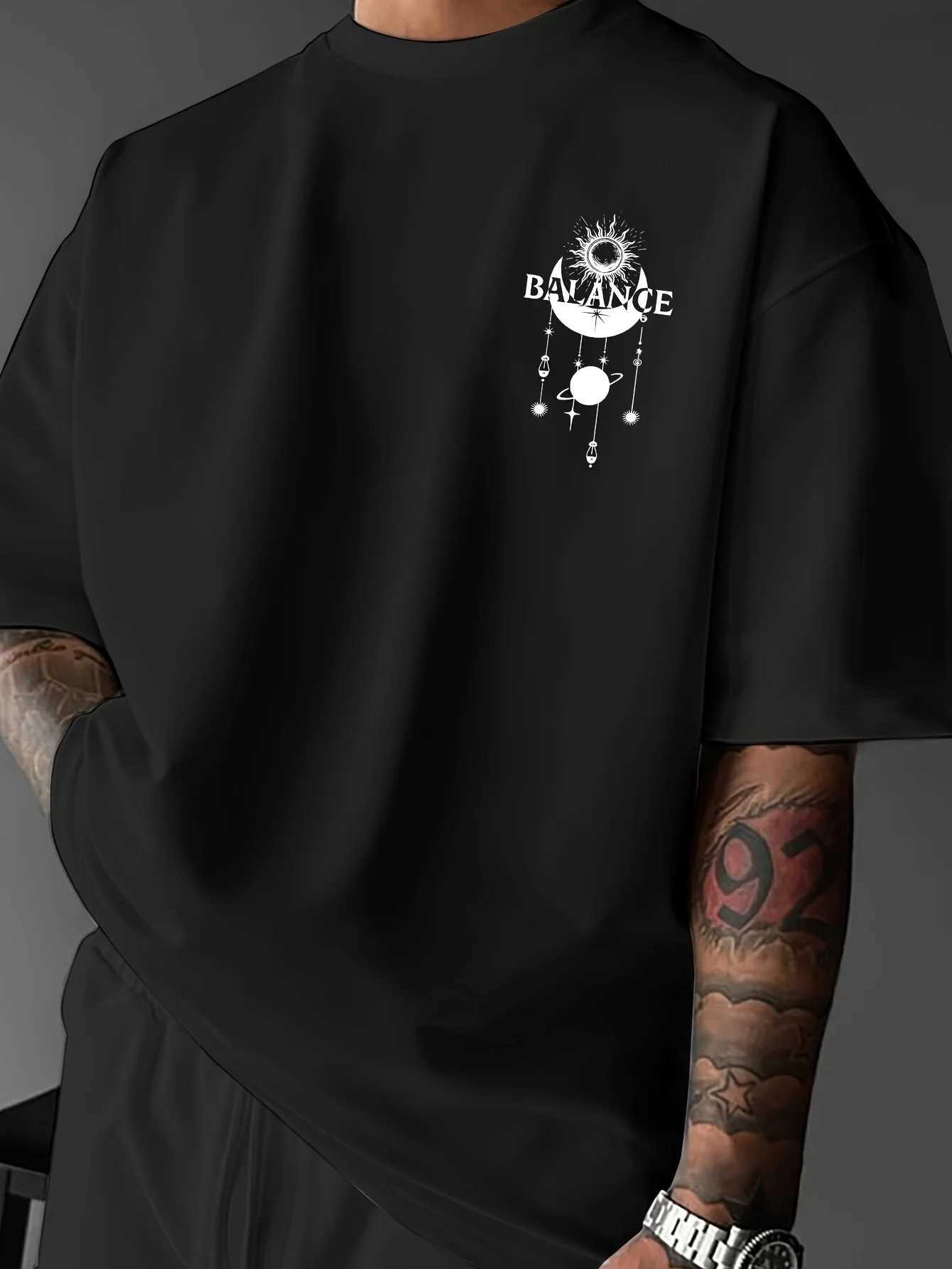 Summer Star Pattern Men Loose T-shirt Street Fashion Trend 100 Pure Cotton Soft Material Suitable Daily Casual Outdoor Wear M260317