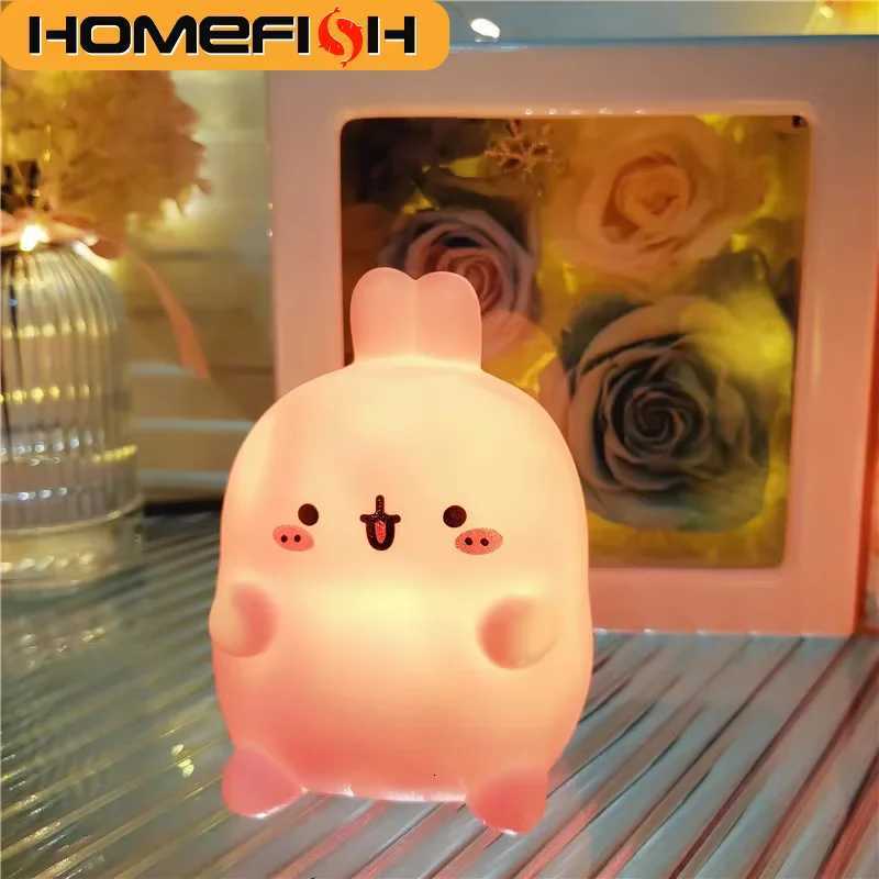 HOMEFISH Rabbit LED Night Light Creative Atmosphere Lamp Non Plug In Floor Stand Small Table Light for Bedroom Bedhead Decor H260316