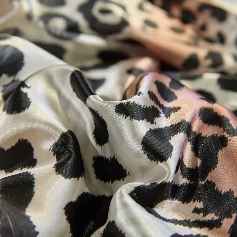 Leopard zebra print luxury high-end silk bedding set soft silk satin king size duvet cover sheet or fitted sheet combination set D260317