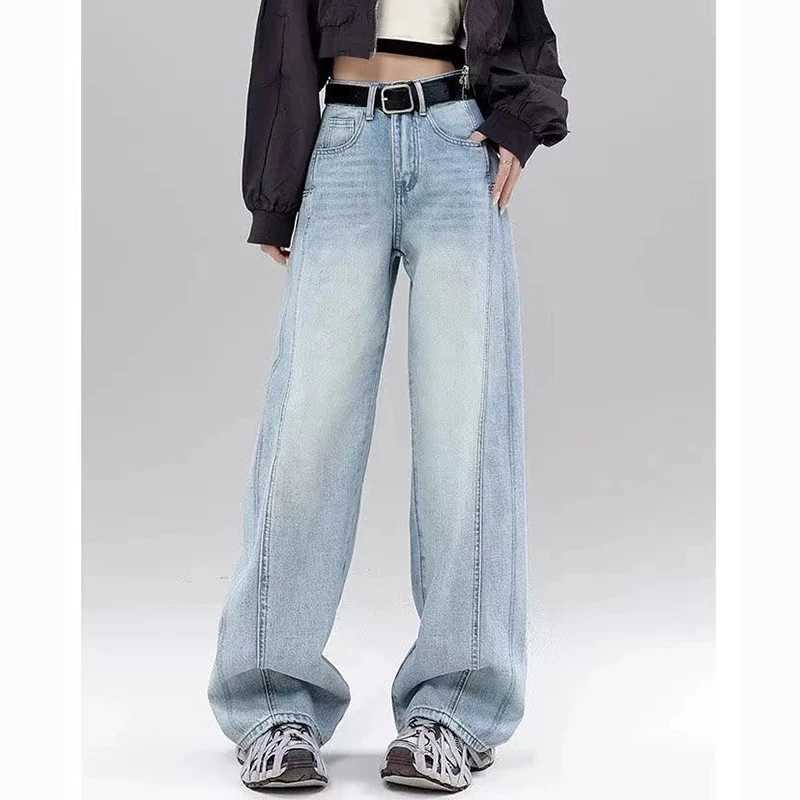 Women Korean Loose Fit Jeans s Classic Ins Fashion Denim Pants Lady Comfortable High Waist Straight Leg Trousers M260317