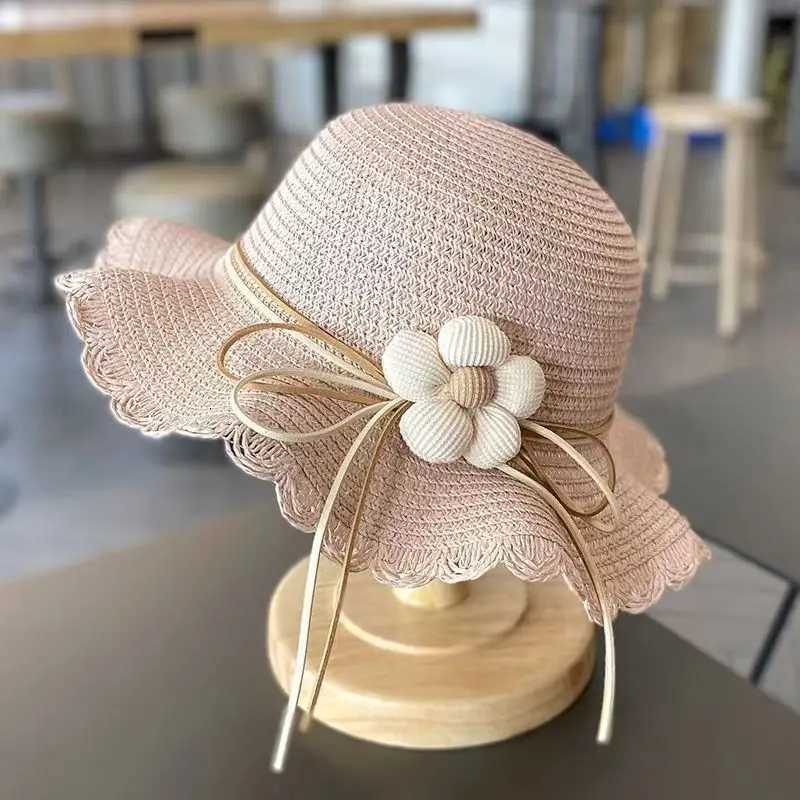 Summer Baby Flower Straw Hat With Handbag Bags 2pcs Set For Kids Little Girls Sun Cap Visor UV Protection Panama Hat gorras H260317 - view 5