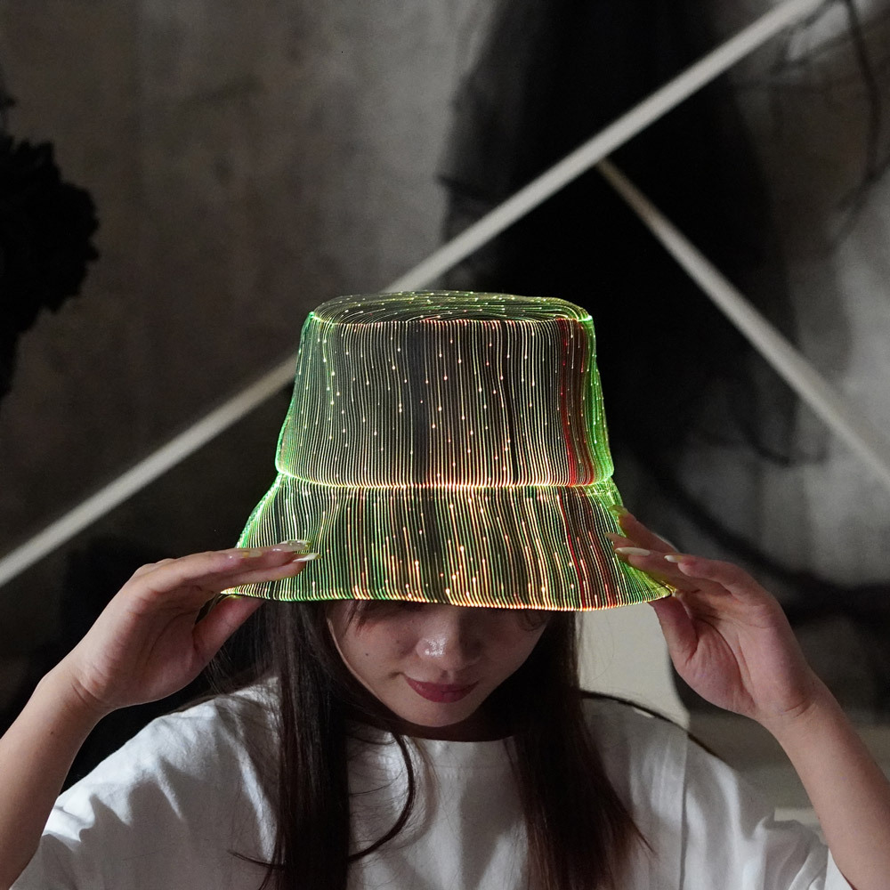 Festive Light-Up Amazon Best-Selling Fisherman Concert Fiber Optic Hat, Direct Sale from Manufacturer, Designer Hat