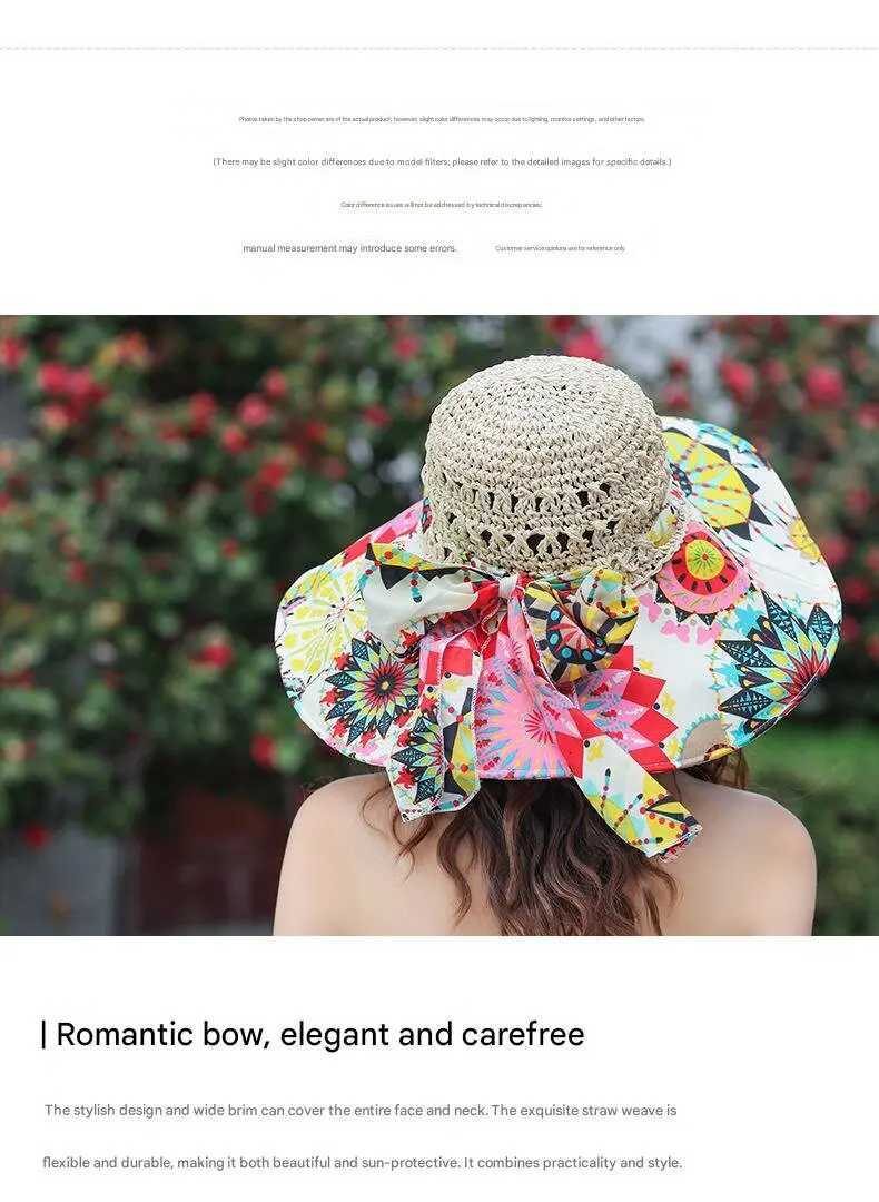 New style womens straw hat sun protection wide brim Korean style perfect for beach and seaside outings perfect for sun pro H260317 - view 7