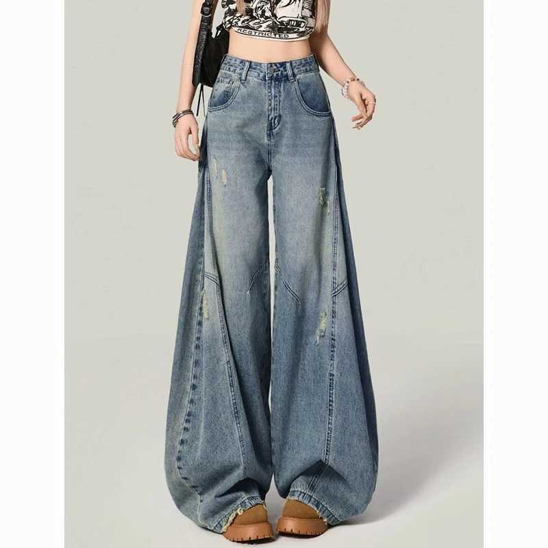 Hot Sale s Leisure Daily Jeans Women Ins Fashion High Waist Straight Leg Pants Female Chic Ripped Loose Denim Trousers M260317