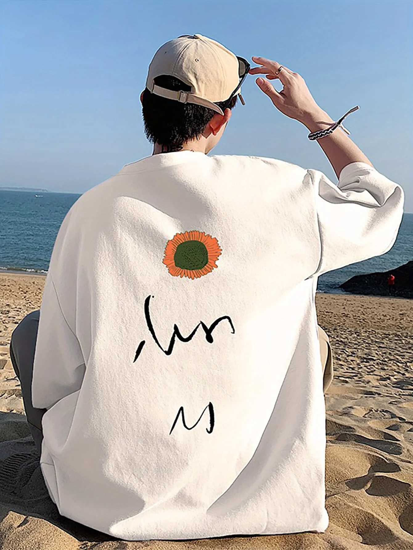 Mens Summer Short-sleeved T-shirt Fashionable Trend Loose Fit Printed Fabric Fine and Soft Comfortable Breathable Retro Style M260317