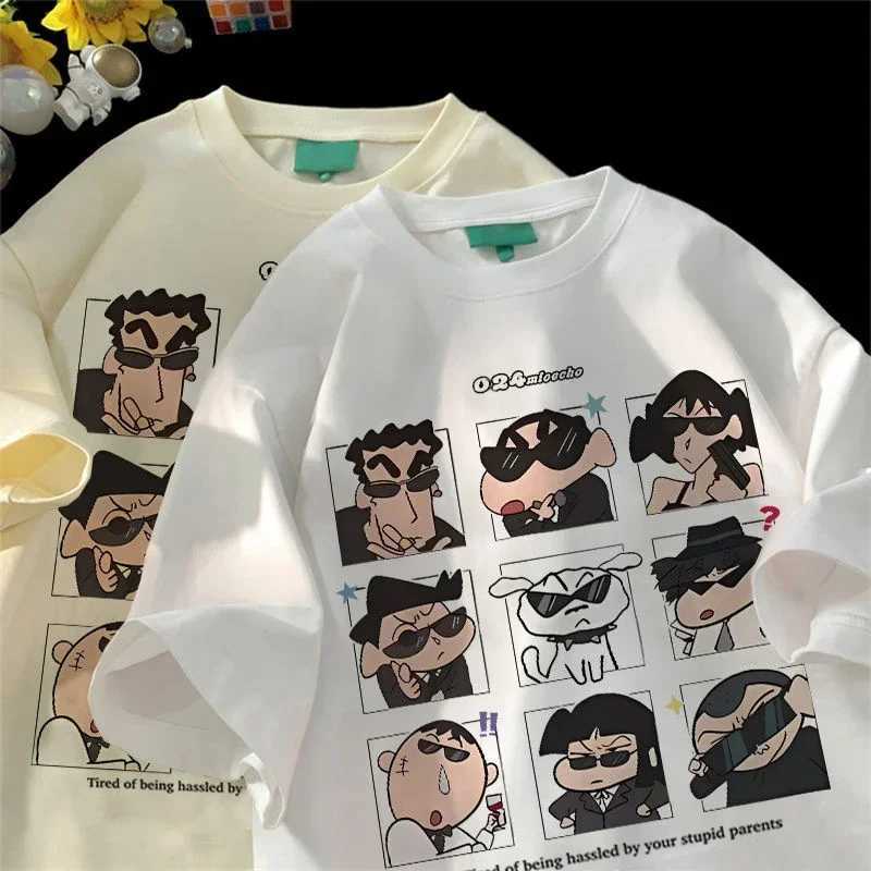 2025 Summer Womens Clothes Streetwear Crayon Shin Chan Print Cartoon T Shirt Tops Mens Womens Clothes 100Cotton T Shirts M260317