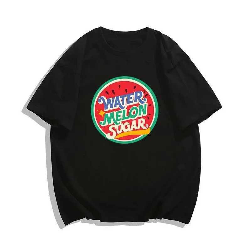 Korean Style Simple Watermelon Sugar Choi Hyun Wook Hip Hop Kpop Raper Twinkling Shiny Short Sleeve T-shirts Unisex M260317