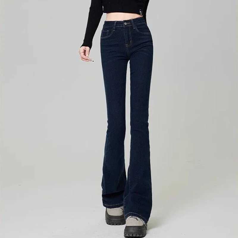 Woman Korean High Waist Grunge Flare Jeans s Fashion Y2k Bell Bottom Pants Female Blue Black Gray Streetwear Denim Trousers M260317