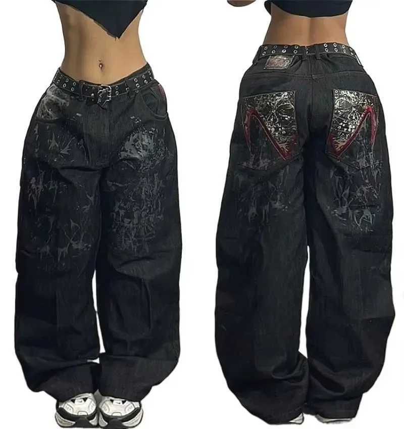 2024 New American Trend Retro Hip-hop Embroidery Pattern Baggy Jeans For Men And Women Y2K Harajuku Gothic Wide Pants StreetwearT260317