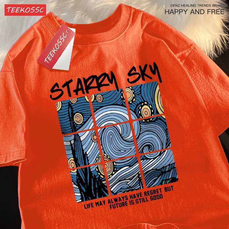 Starry Sky The Blue Galaxy Men Women Clothes Fashion Loose Tops Creativity Casual T Shirt Pattern Loose Tshirts Couple Soft M260317