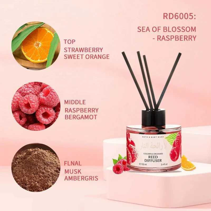 100ml Flameless Aromatherapy Essential Oil Lavender Rose Scented Fragrance Oil with Reed Diffuser Stick Room Air Freshener Decor D260317