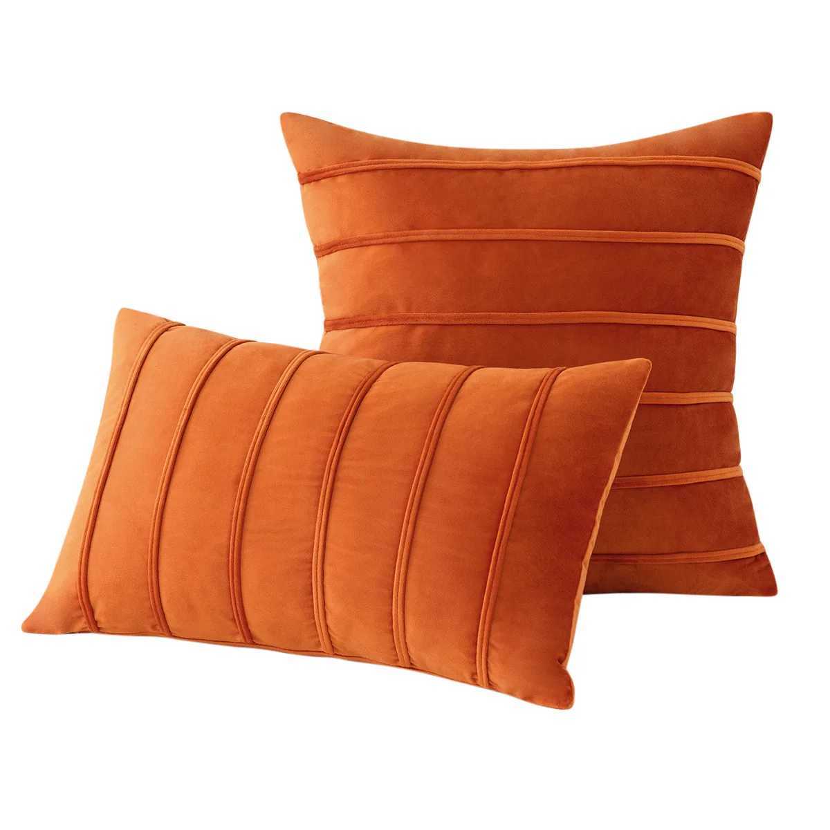 Fall Solid Striped Velvet Pillowcase Couch Chair Cushion Cover Throw Pillow for Seasonal Autumn 30x50cm 45x45cm Christmas Gift D260317
