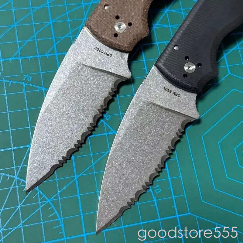 couteau Spy-C229GP Folding Knife 3.46 fixed blade knife S30V Stonewashed Serrated Blade, G10 pocket knife Handles - C229