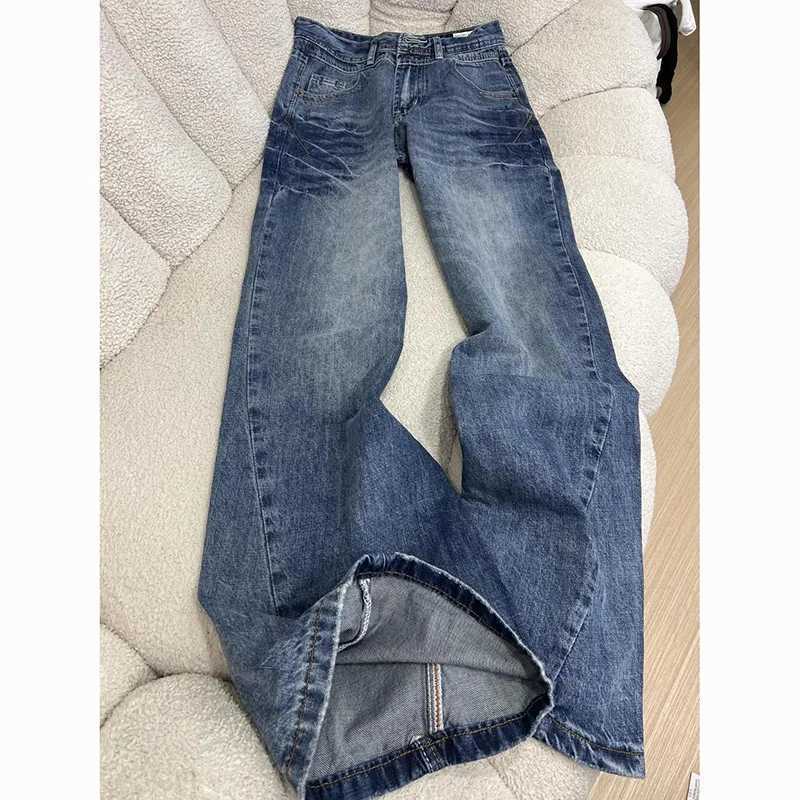 Female Solid Casual Baggy Jeans s Retro Fashion High Waist Denim Trousers Lady Designer Comfortable Wide Leg Pants M260317