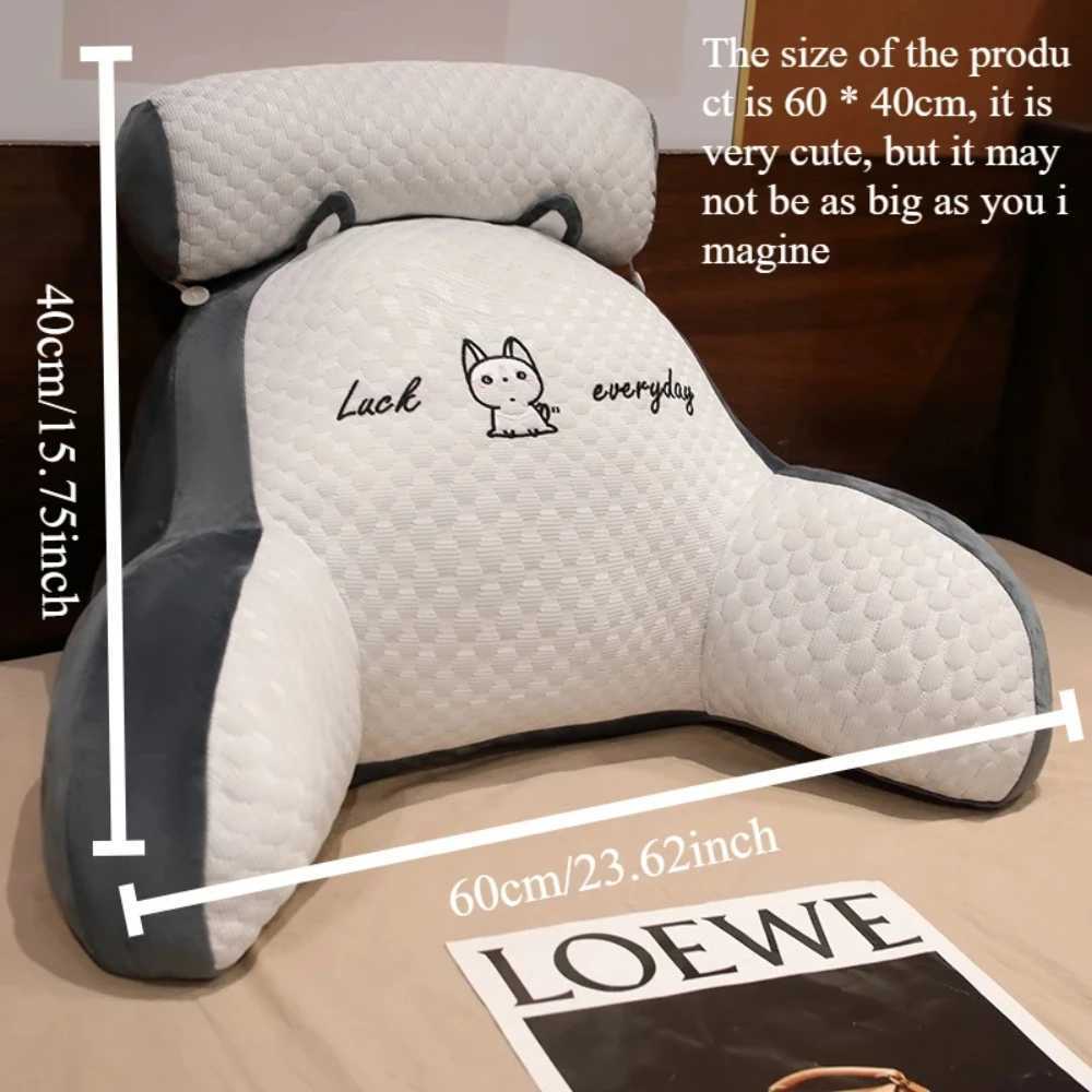 1pc Adjustable Reading Pillow - Ergonomic Back Support Cushion for Bed/Sofa/Floor Gray Quilted Breathable Design D260317