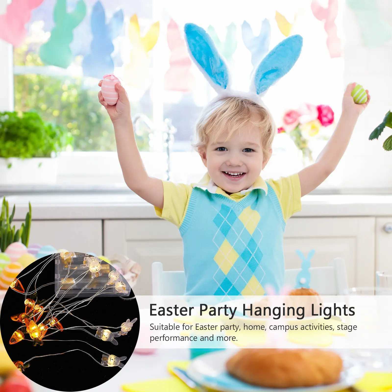 1Set Easter Light String LED Lovely String Light Rabbit Carrot Theme Energy Efficient Festive Decoration for Living Room Patio H260316