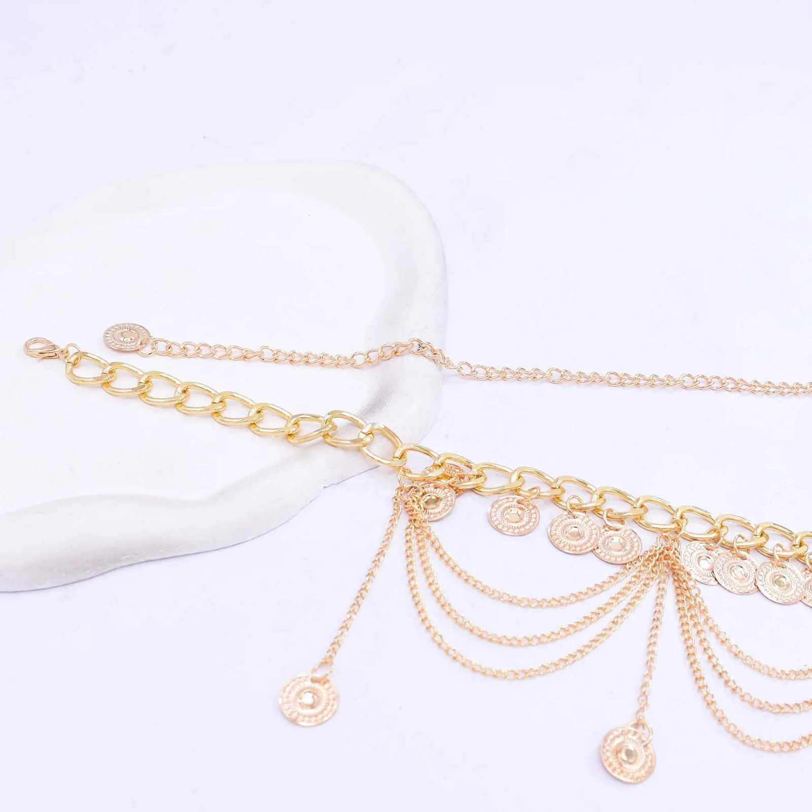 New Bohemian Ethnic Style Retro Alloy Coin Tassel Belly Chains Body Jewelry Gold Plated Womens Waist Chain Belt H260316 - view 5