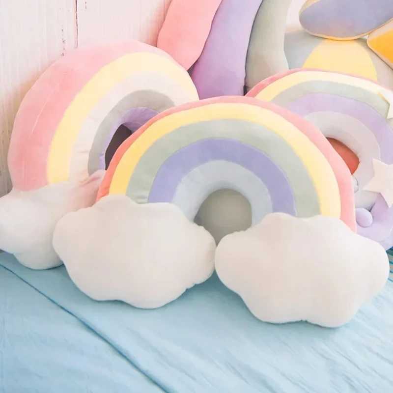 Hot Big Rainbow Sofa Cushion Surprise Birthday Gift Warm Decoration for Home Childrens Room Bedhead Chair Cushion Cute Pillow D260317