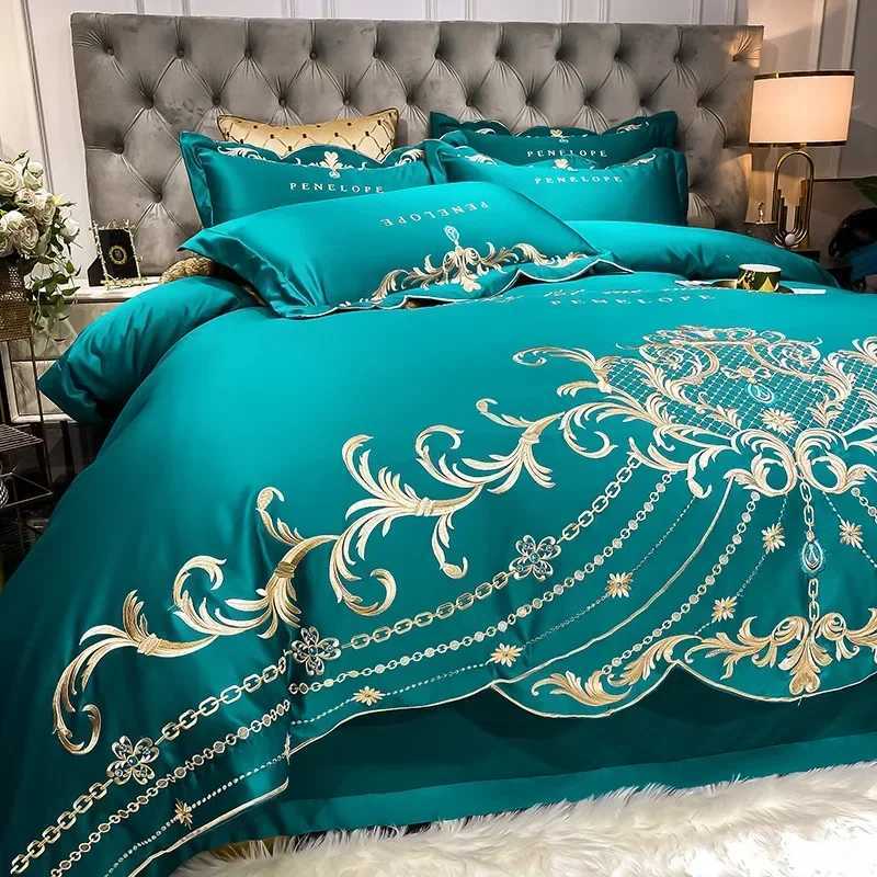European-Style Bed Sheet Four-Piece Set 100 Cotton High-End Atmospheric Ice Silk Quilt Cover Pure Cotton Bedding D260317