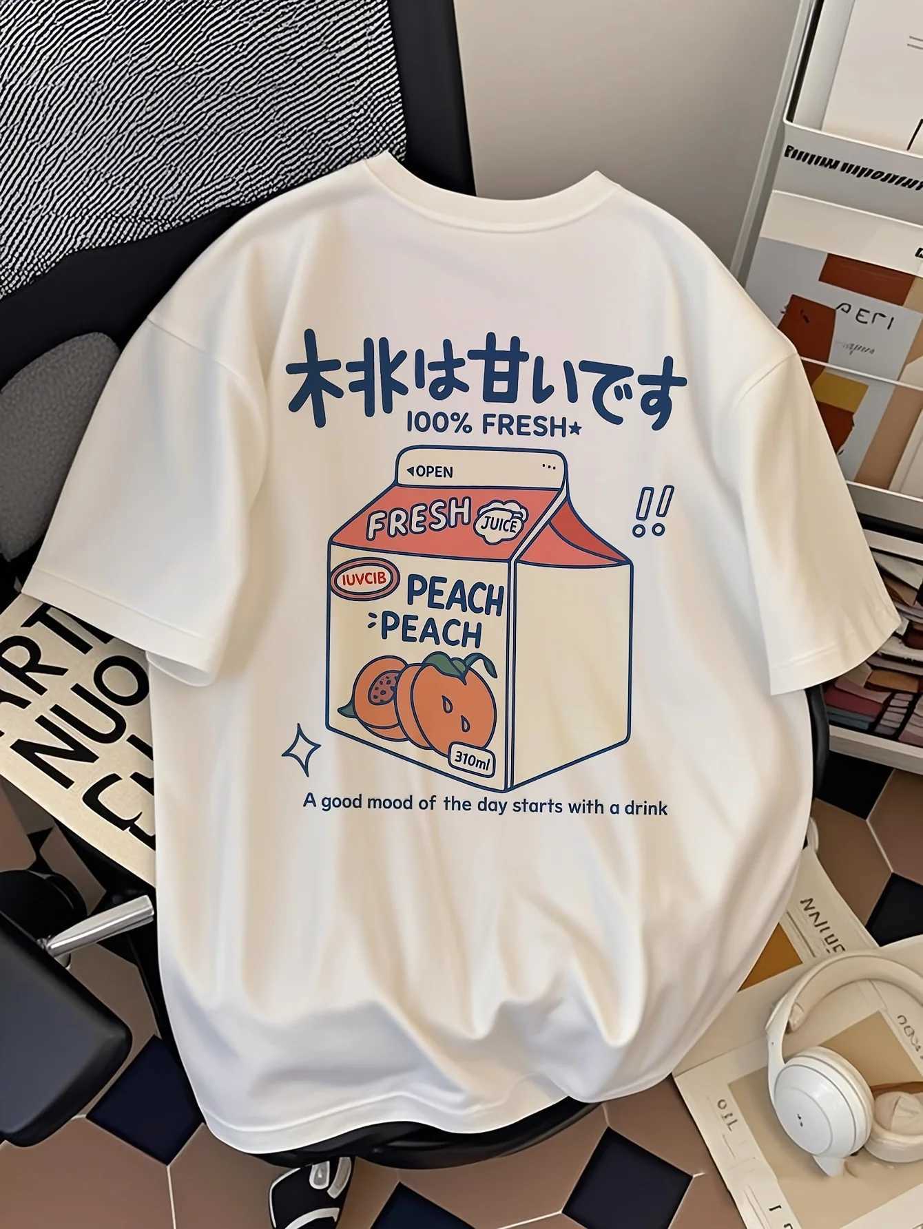 Mens New Summer Round-neck T-shirt with Fashionable Patterns Suitable for Sports Casual and Daily Wear and Highly Versatile M260317