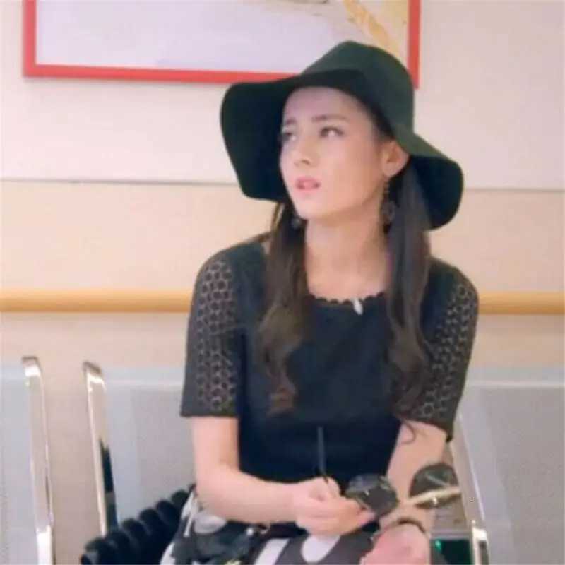 Wide Large Brim Wool Felt Cap Summer Beach Women GIrl Lady Travel Floppy Beach Sun Hat Foldable Black Red Camel H260317 - view 6