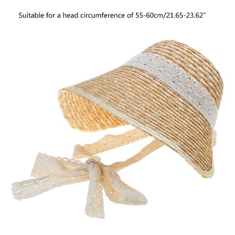 LolitaStyle Straw Hat for Women Girls French Tea Party Hat Lace Patchwork Bonnet Handwoven Sun Hat Summer Headgear H260317 - view 6