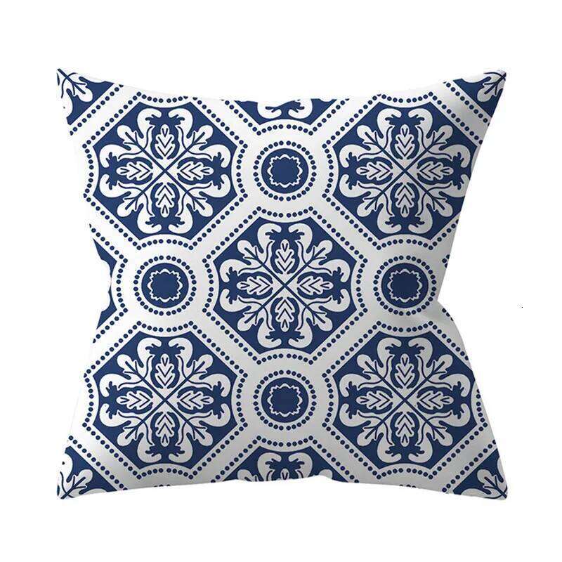Navy Blue Mandala Nordic Geometric Pillowcase 45x45 Cushion Cover Decorative Pillow Sofa Home Decor Polyester 26H0316