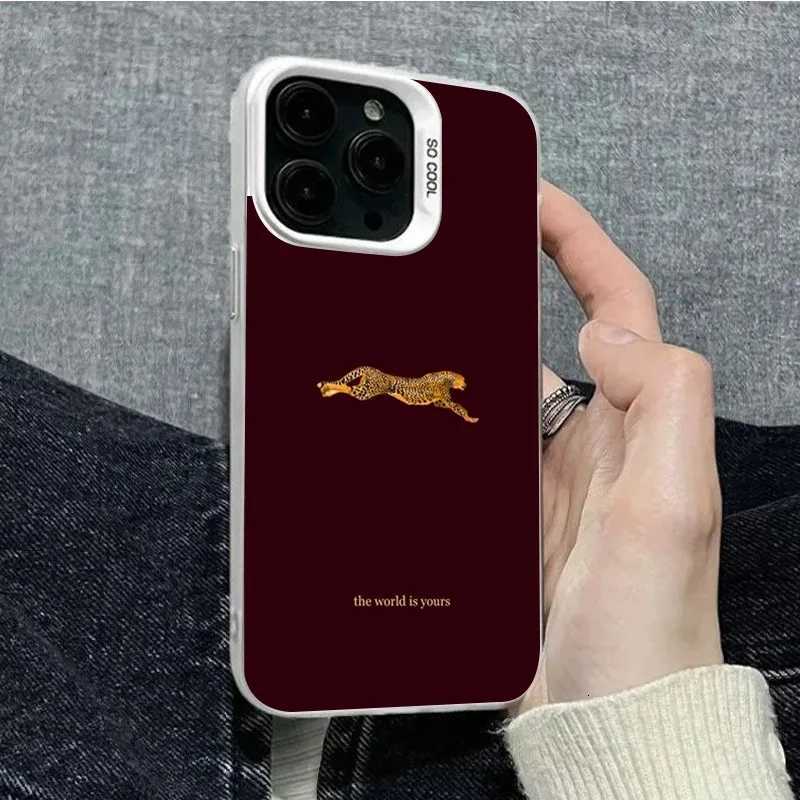 Fashion Leopard Wine Red Pattern Phone Case For iPhone 11 12 13 14 Plus 15 16 17 Air Pro Max 16E Shockproof Hard Phone Cover C260314