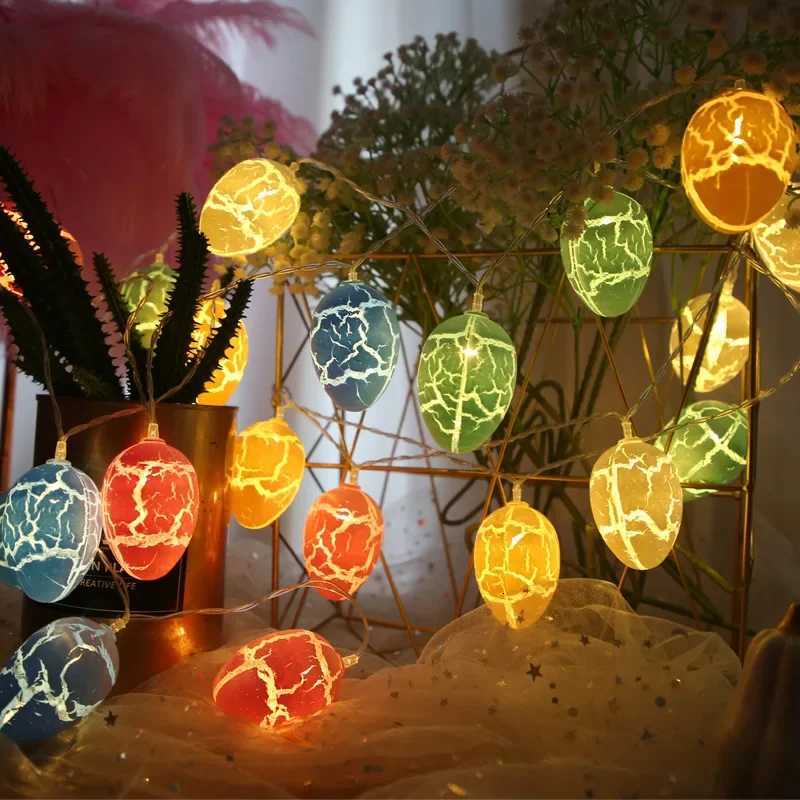 15m 10led Easter Colorful Crack Eggs Led Light String Egg Easter Parti 2025 Spring Festival Happy Easter Day Decor For Home H260316